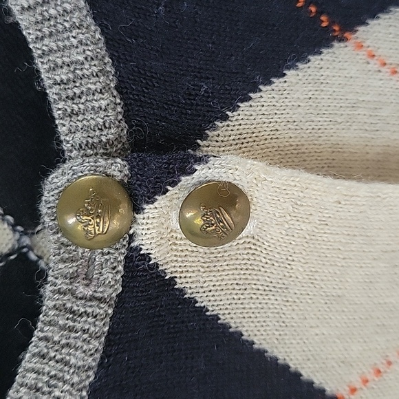 J. Crew Argyle Vintage Wool Cardigan Sweater Size M - Picture 3 of 9